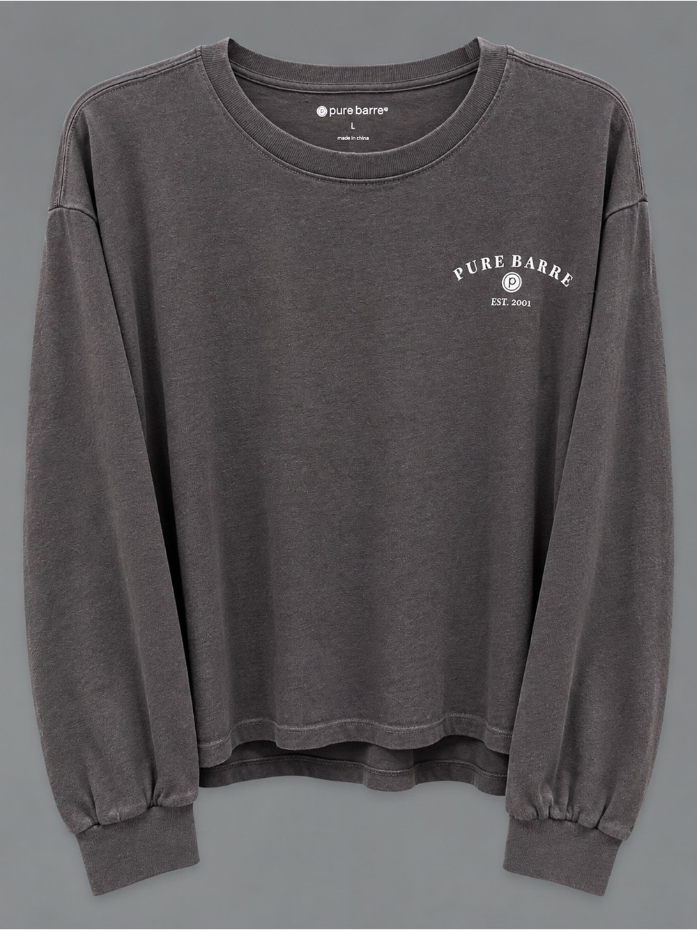 Pure Barre Black Crewneck itโs not completely cropped but not full length